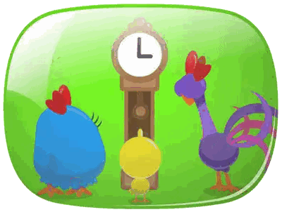 Clock with L Surrounded by Chickens