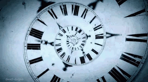 Clock With Roman Numerals Spinning in Spiral