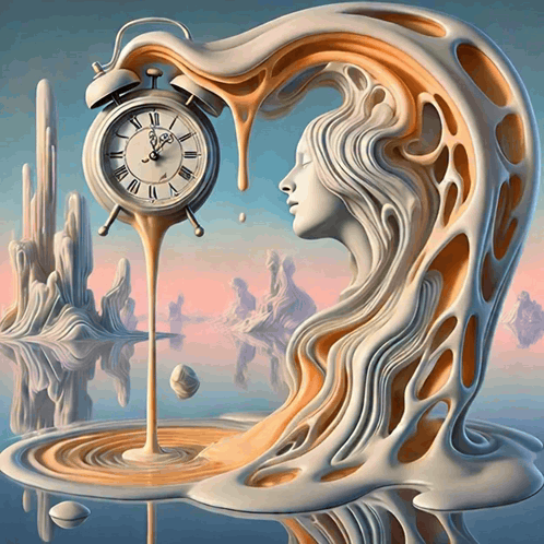 Clock With Roman Numerals Surrounded By Woman Sculpture