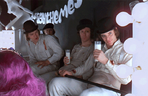 Clockwork Orange Alex Friends Drinking Milk Cheers GIF