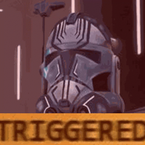 Clone Trooper Helmet Behind Yellow Triggered Sign