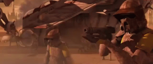 Clone Troopers Standing in Front of Fighter Jet