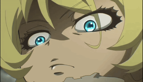 Close Up Cartoon Character Blue Eyes Making Funny Face