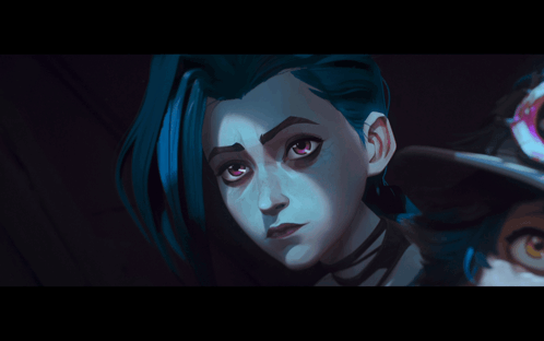Close Up Cartoon Character Blue Hair Red Eyes GIF