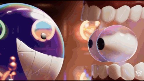 Close-Up Cartoon Character Mouth With Bubble