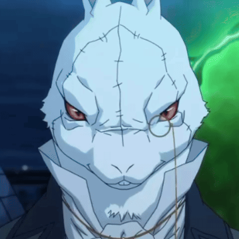 Close Up Cartoon Character Red Eyes