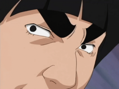 Close Up Cartoon Character With Black Hair and White Eyes