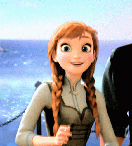 Close Up Cartoon Character With Braids Smiling GIF