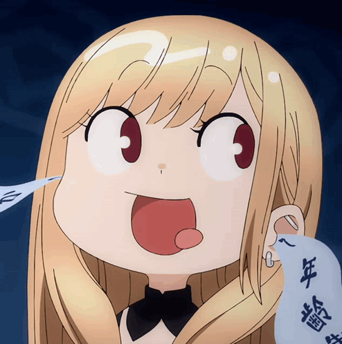 Close Up Cartoon Girl With Chinese Writing GIF