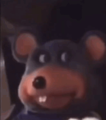 Close Up Chuck E. Cheese Stuffed Mouse with Big Teeth
