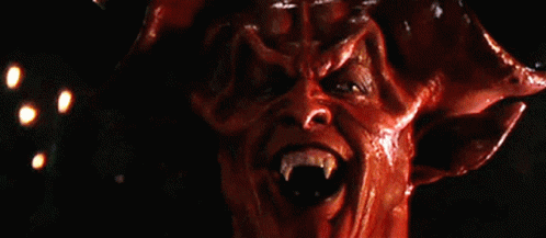 Close Up Demon Face With Mouth Open