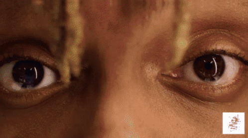 Close-Up Eyes With White Box Saying A GIF