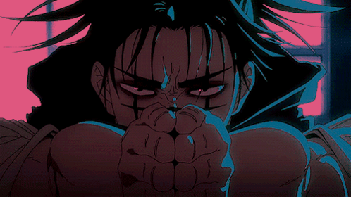 Close-Up Face With Pink And Blue Background GIF