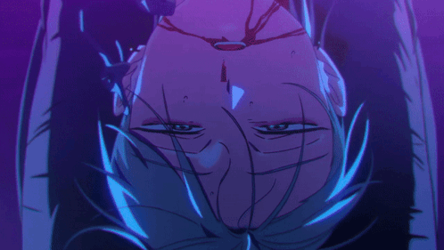 Close Up Face With Purple and Blue Lights