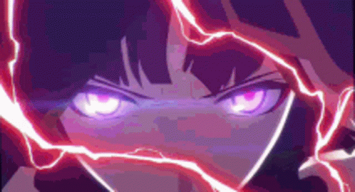 Close Up Face With Purple Eyes and Lightning Bolt