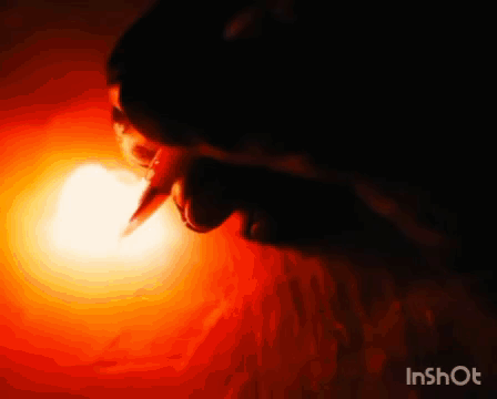 Close-Up Face With Red Light Behind