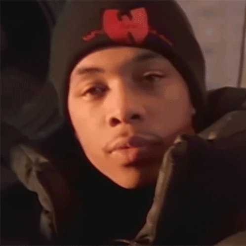 Close Up Man Black Beanie With Red W