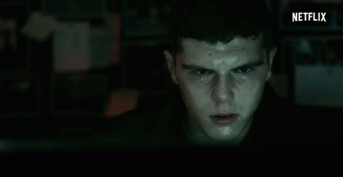 Close Up Man Face Dark Room Netflix Logo