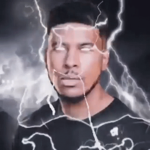 Close Up Man Face With Lightning