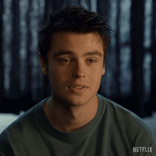 Close Up Man's Face With Netflix Logo