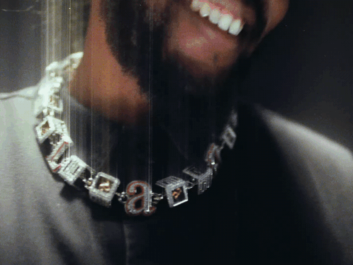 Close-Up Man's Neck With Number 8 Necklace GIF