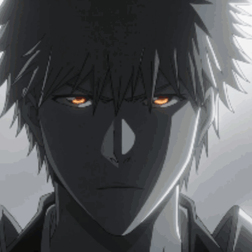 Close Up Man with Glowing Orange Eyes
