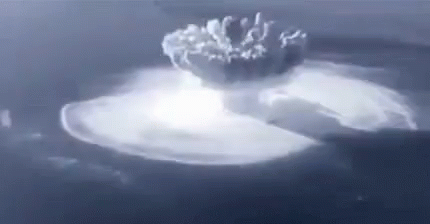 Close-Up Nuclear Explosion In Ocean With Smoke GIF