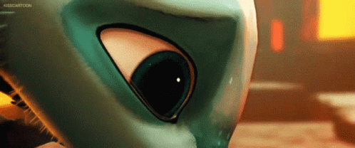 Close Up of Cartoon Character's Face with Big Eye