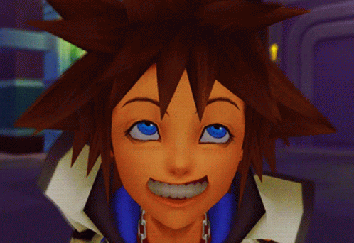 Close Up Of Cartoon Character With Blue Eyes Smiling GIF