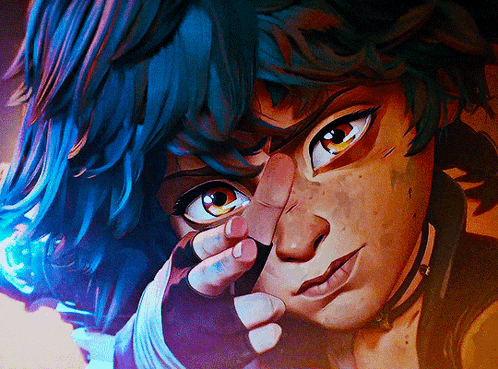 Close Up Of Cartoon Character With Blue Hair GIF