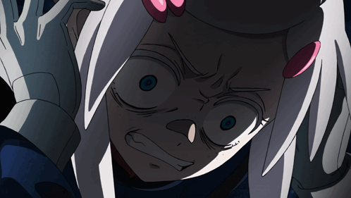 Close Up of Cartoon Character with White Hair