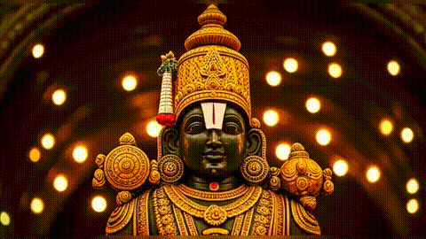 Close Up of Deity Statue in Temple With Lights