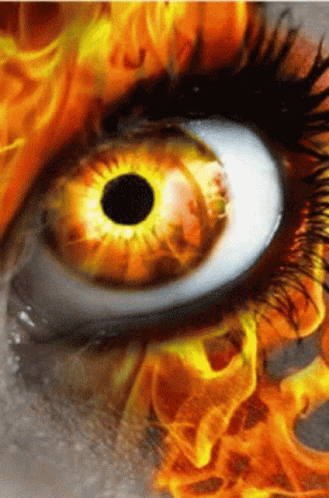 Close Up of Eye With Flames