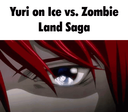 Close Up of Eye With Yuri on Ice vs Zombie Land Saga