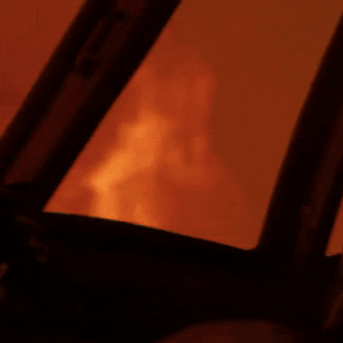 Close Up of Fire Through Window