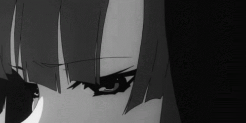 Close Up of Girl's Eyes in Black and White Anime