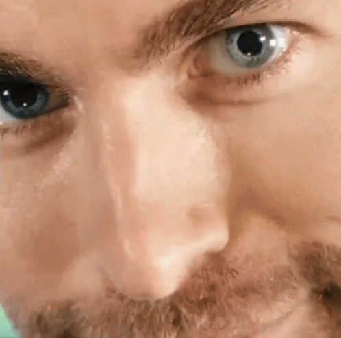 Close Up of Man's Blue Eye with Beard