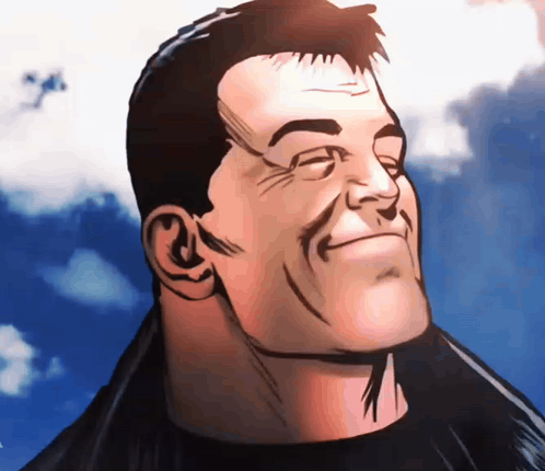 Close Up of Man's Face Under Cloudy Sky