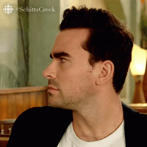 Close Up of Man's Face with Schitts Creek