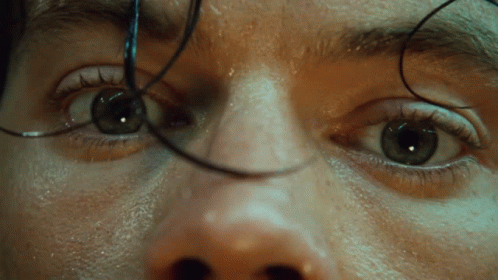 Close Up of Man's Sweaty Eyes