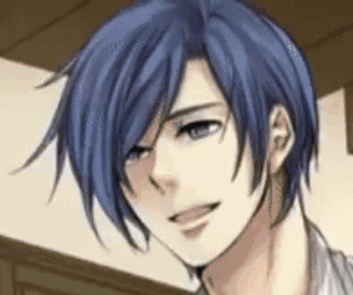 Close Up Of Man With Blue Hair Smiling GIF