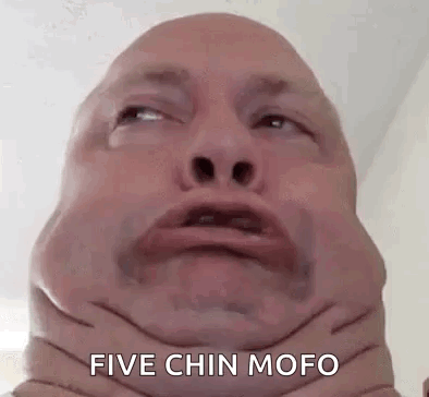 Close Up of Man With Funny Face Saying Five Chin Mofo