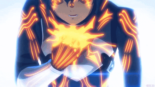 Close Up of Person's Chest With Glowing Orange Lines