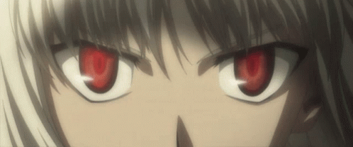 Close Up of Person's Eyes with Red Irises