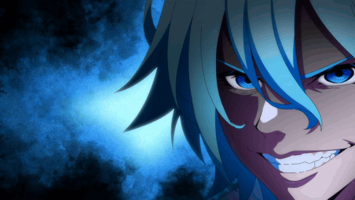 Close Up Of Person With Blue Hair And Blue Eyes GIF