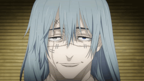 Close Up of Person With Long Blue Hair
