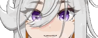 Close Up of Person with Purple Eyes and White Hair