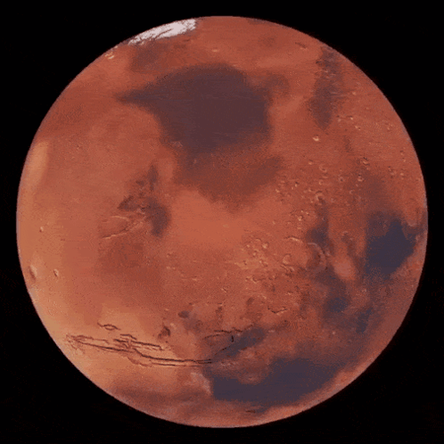 Close Up of Red Planet Against Black Background