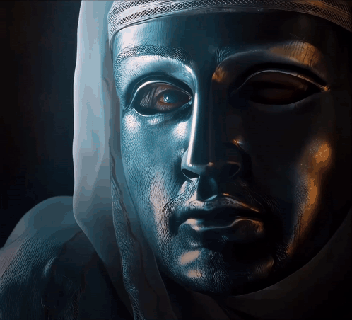 Close Up of Statue Face With White Veil