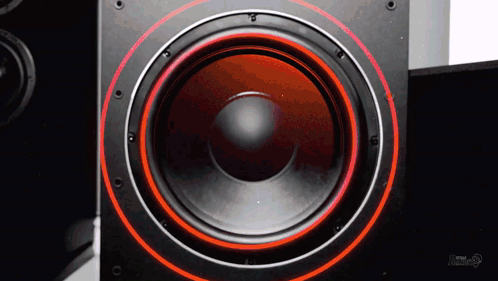 Close Up Of Subwoofer Speaker With Red Ring GIF